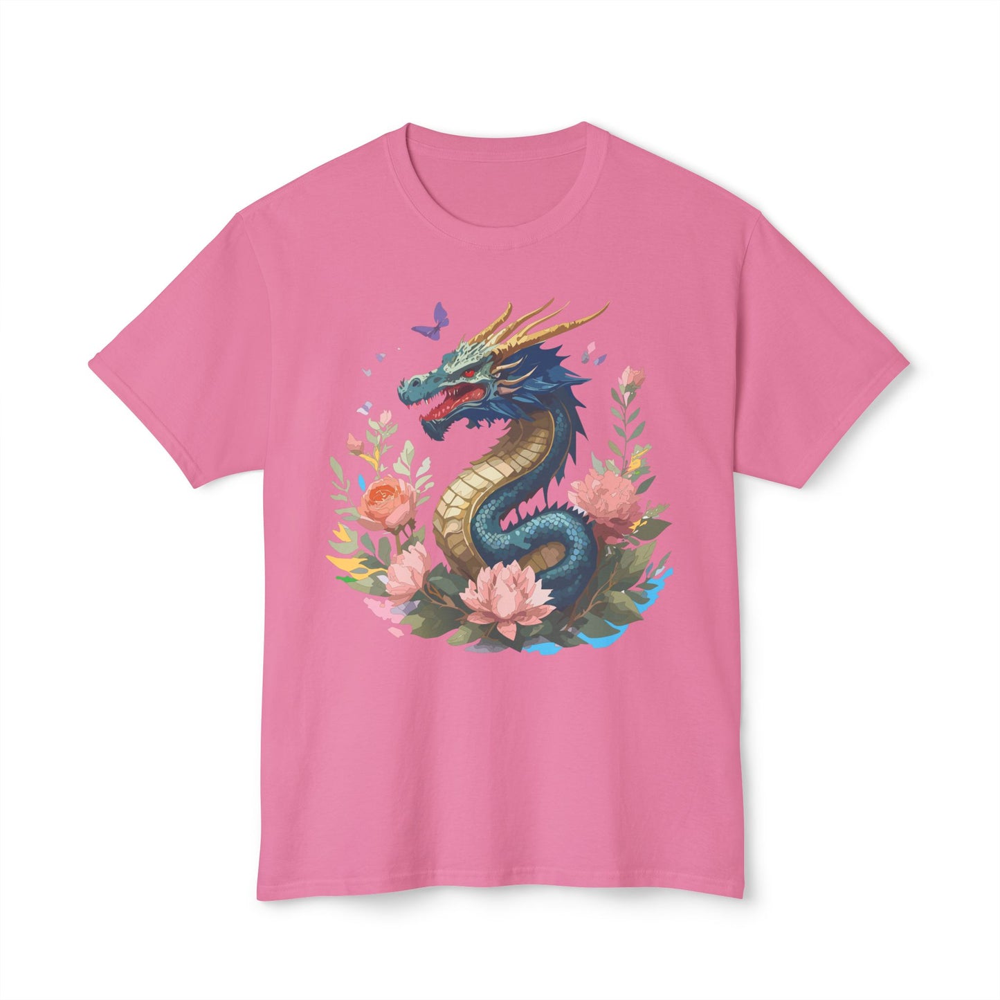 Dragon T-Shirt, Vintage Dragon Tee, Floral Tees, Dragon Art Design Shirt, Tee Shirt with Dragon 2