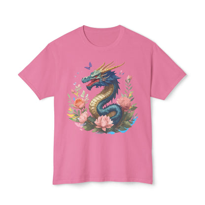 Unisex Dragon T Shirt With Art Print Floral Vintage Dragon Tee