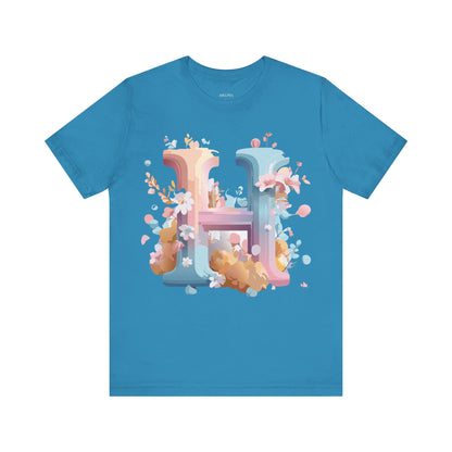 Natural Cotton Tee Shirt - Letters Collection - H Printify