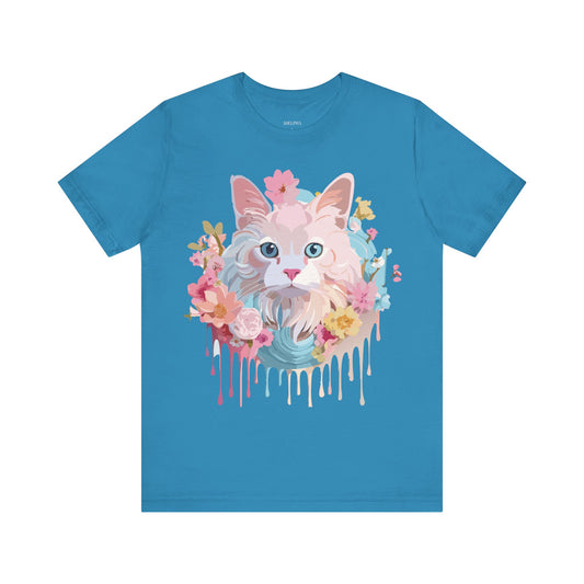 T-shirt en coton naturel avec chat