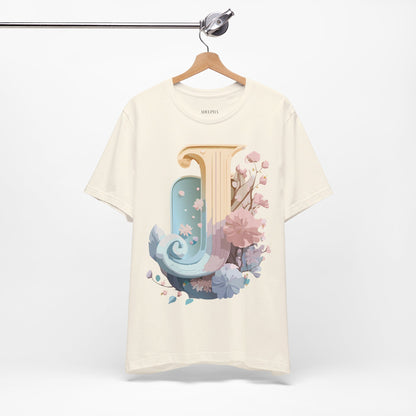 Natural Cotton Tee Shirt - Letters Collection - J Printify