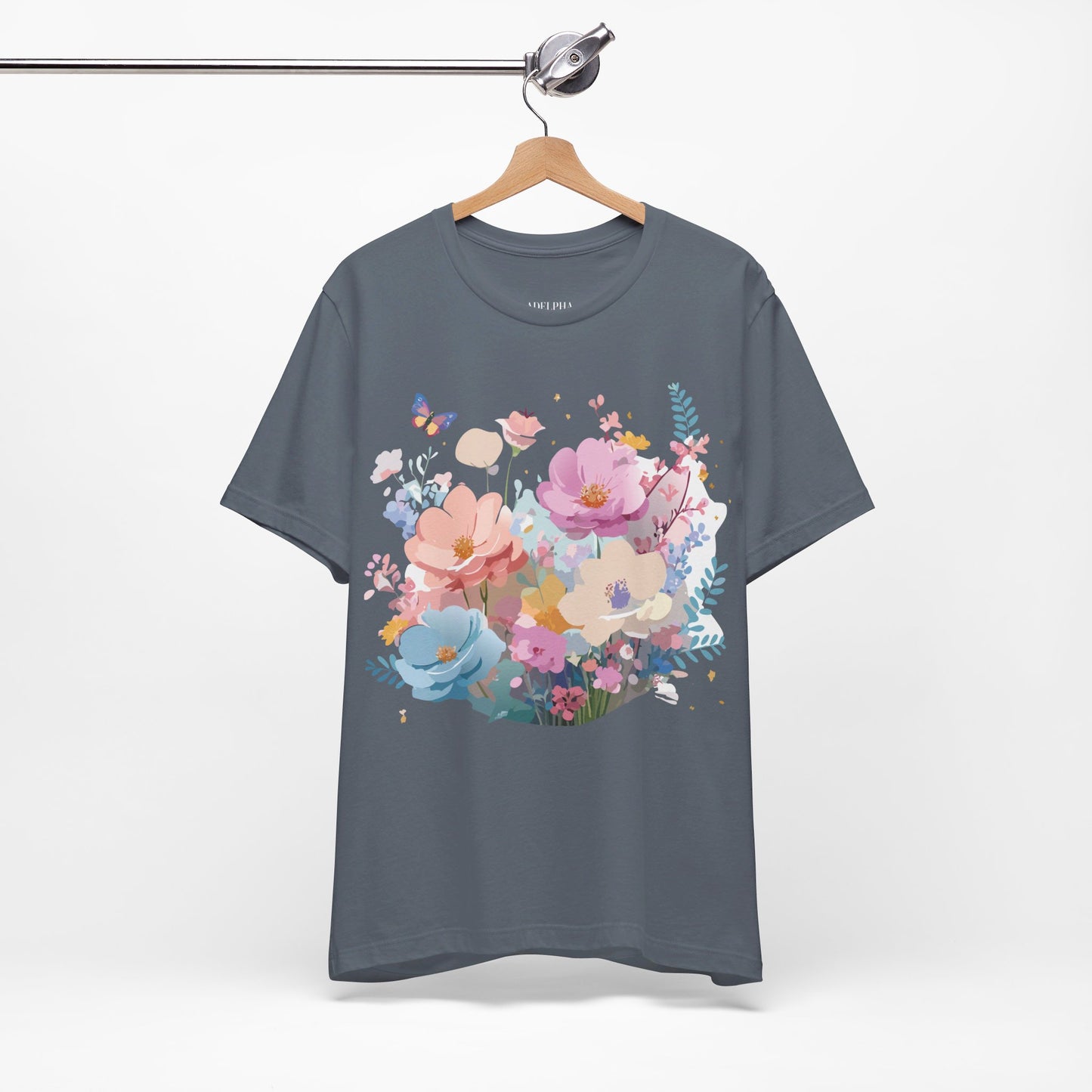 T-shirt en coton naturel avec fleurs