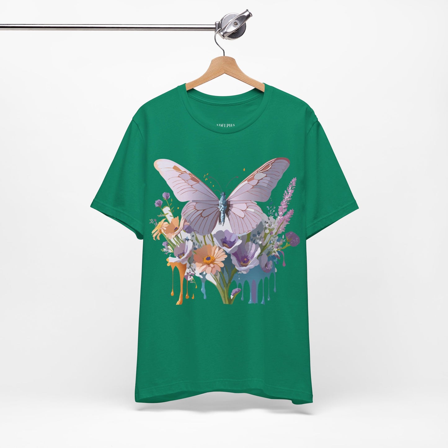 Natural Cotton Tee Shirt with Butterfly