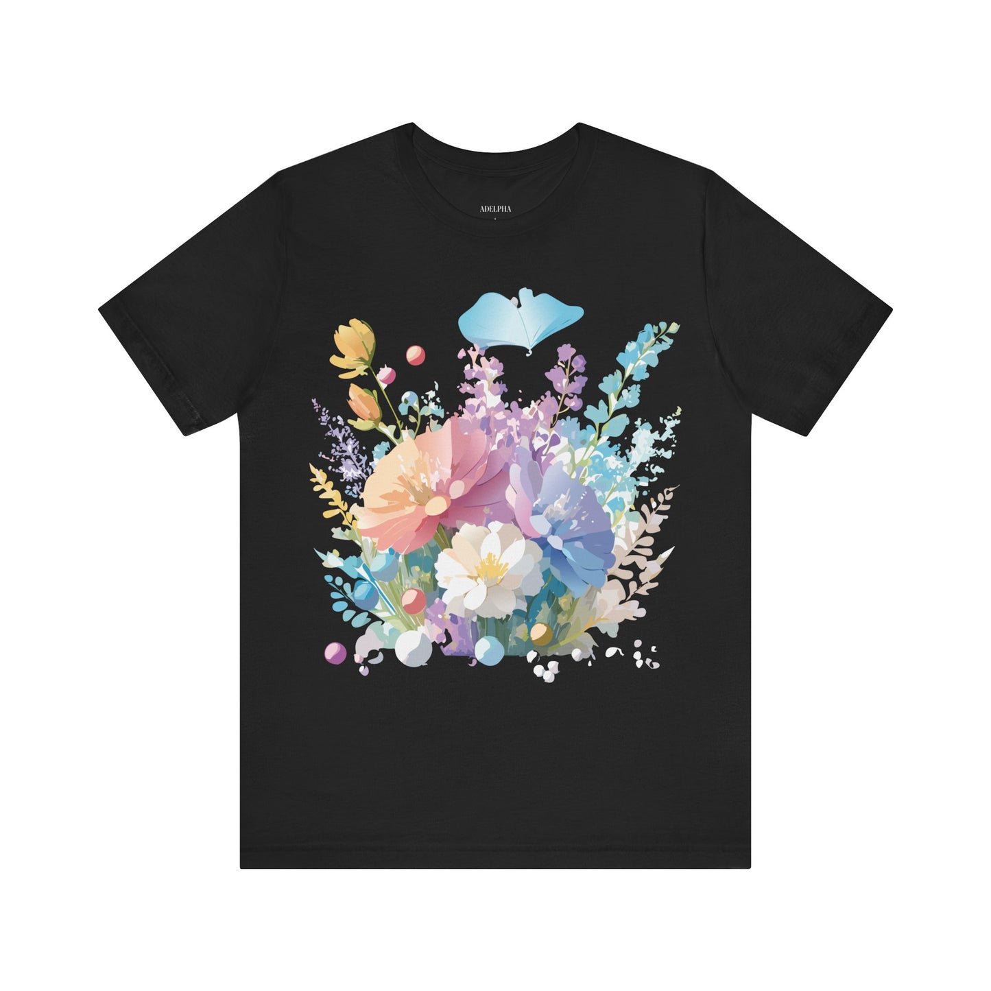 Natural Cotton Tee Shirt with Flowers