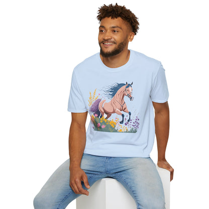 Unisex Horse Shirt With Animal Design Gildan Softstyle 64000 Tee