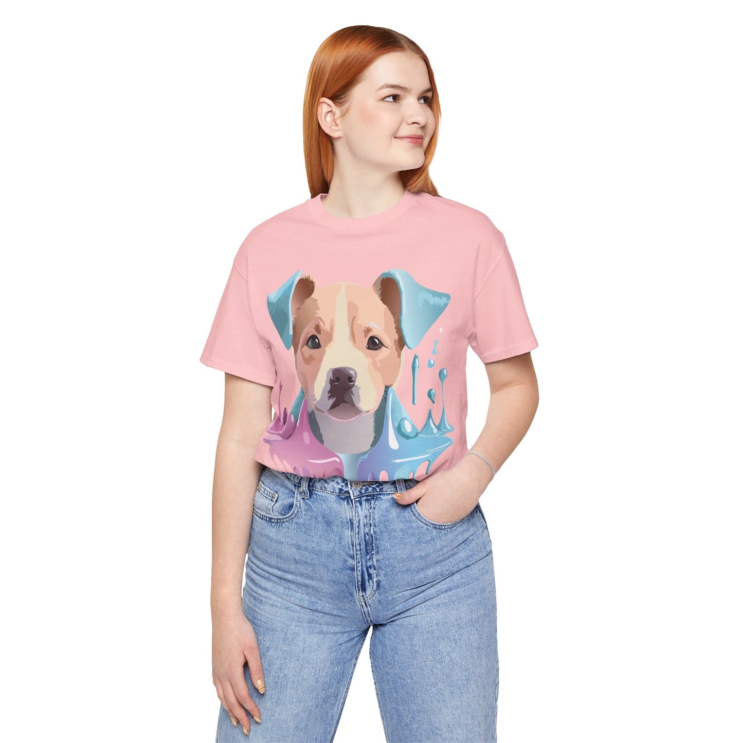 Natural Cotton Tee Shirt with Dog