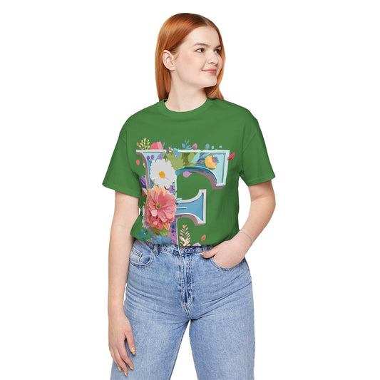 Natural Cotton Tee Shirt - Letters Collection - F Printify