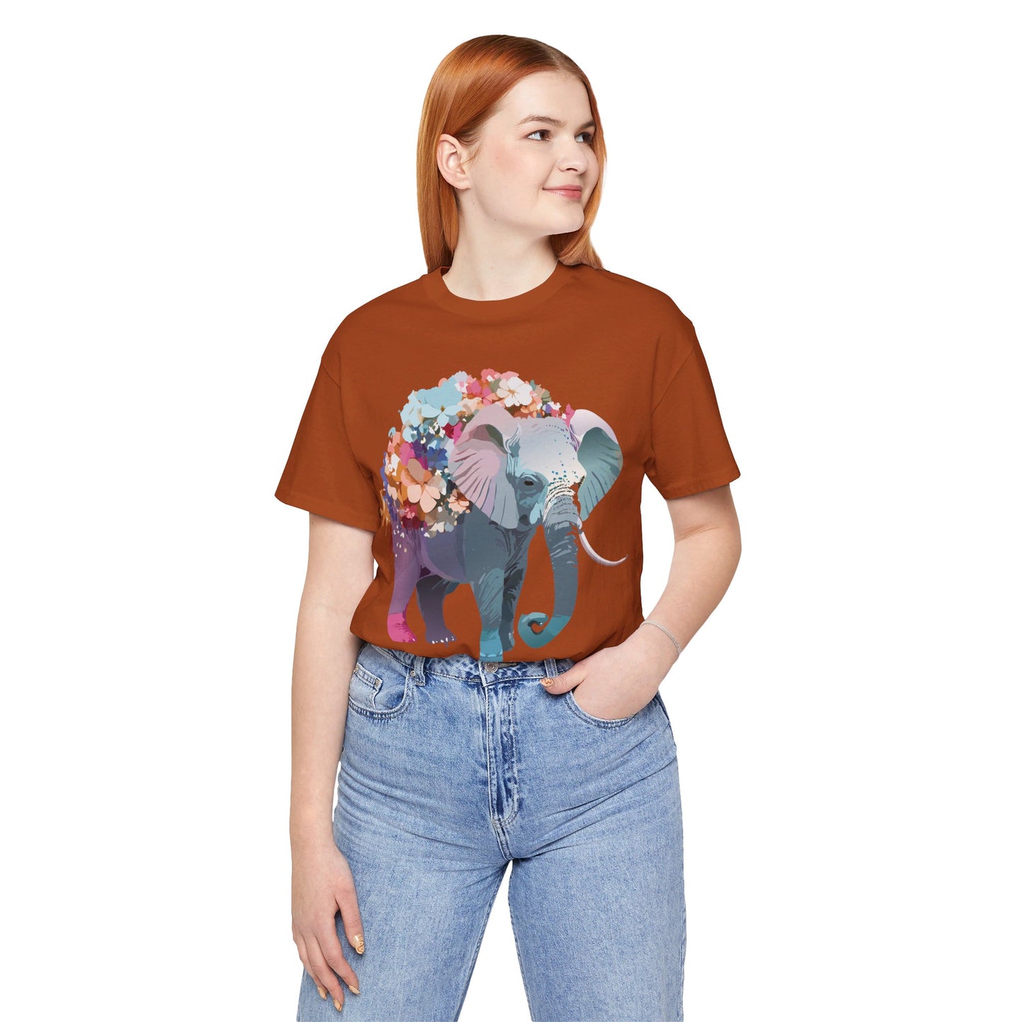 Natural Cotton Tee Shirt with Elephant