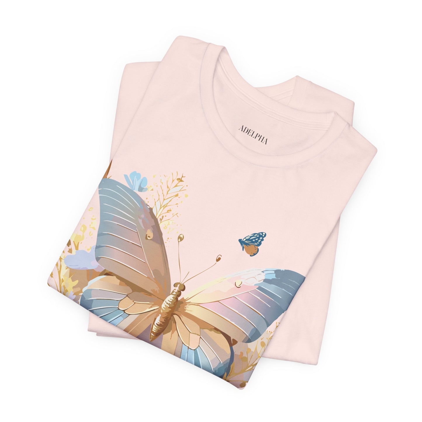 Natural Cotton Tee Shirt with Butterfly