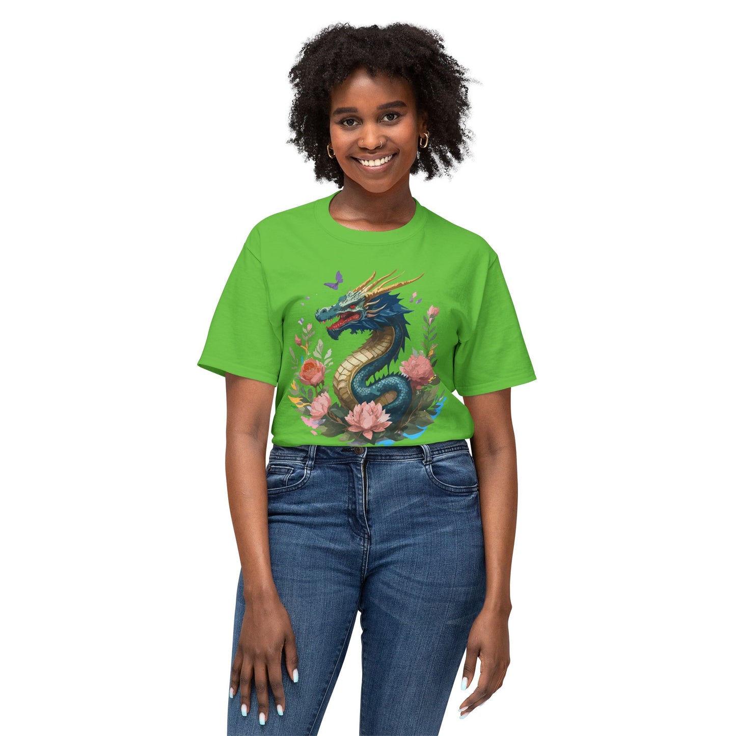 Dragon T-Shirt, Vintage Dragon Tee, Floral Tees, Dragon Art Design Shirt, Tee Shirt with Dragon 2