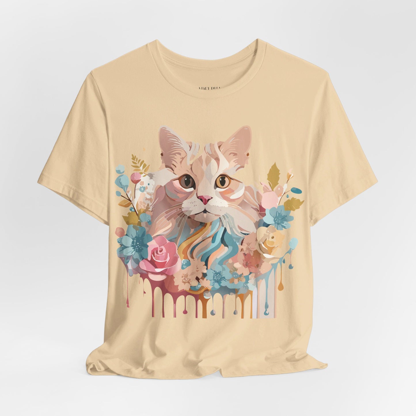 Natural Cotton Tee Shirt with Cat