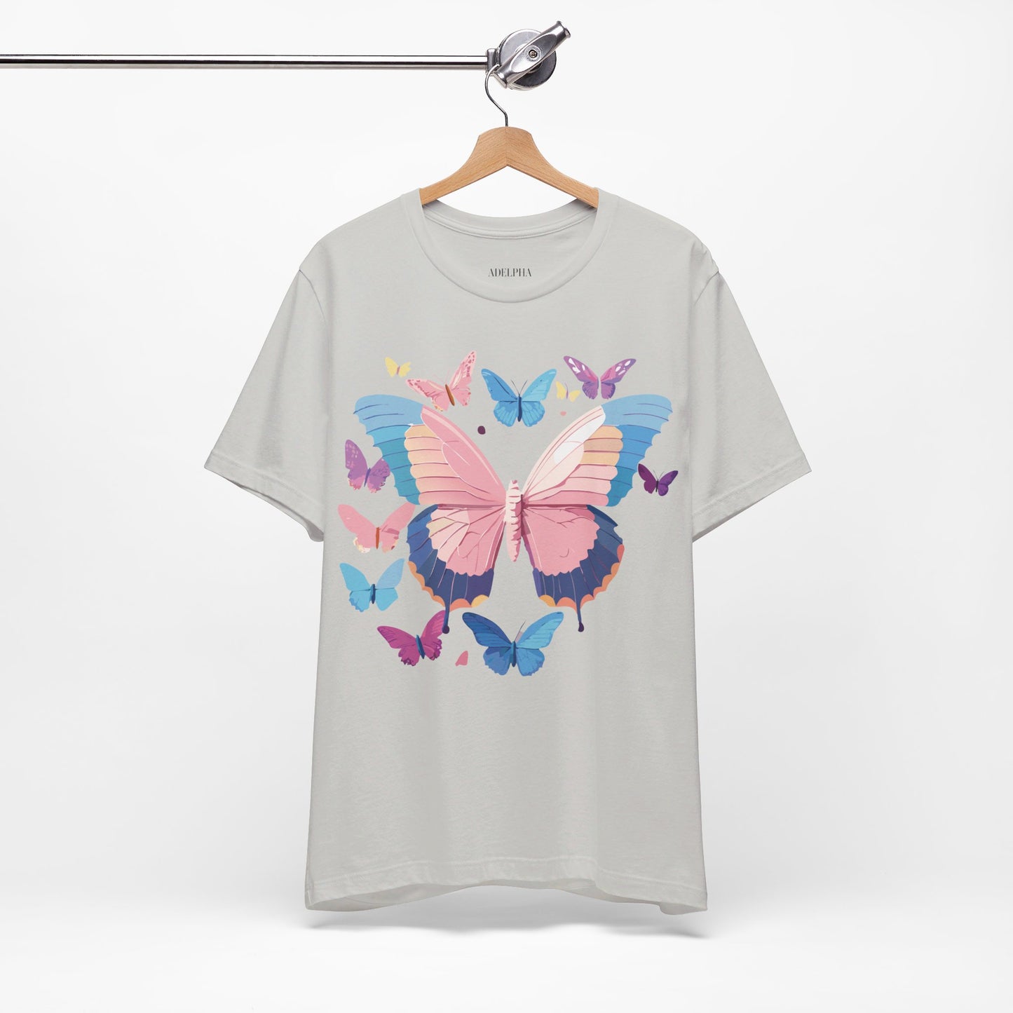 Natural Cotton Tee Shirt with Butterfly