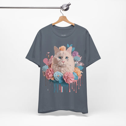 Natural Cotton Tee Shirt with Cat Printify