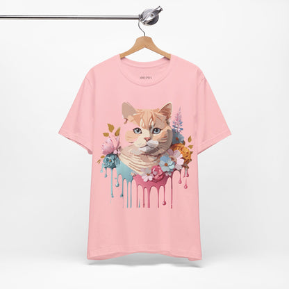 Natural Cotton Tee Shirt with Cat Printify