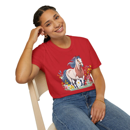 Unisex Horse Tee Softstyle Cotton Shirt With Animals Design Graphic
