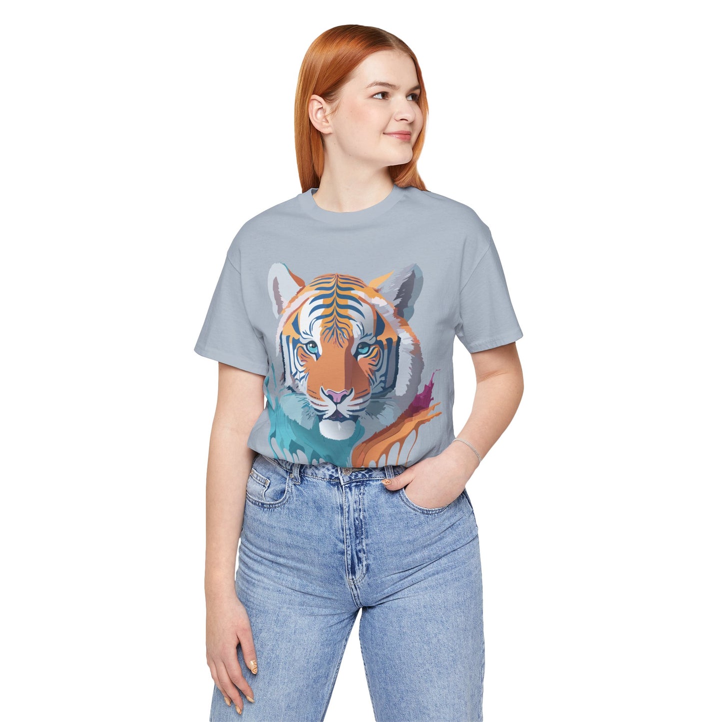 Natural Cotton Tee Shirt with Tiger