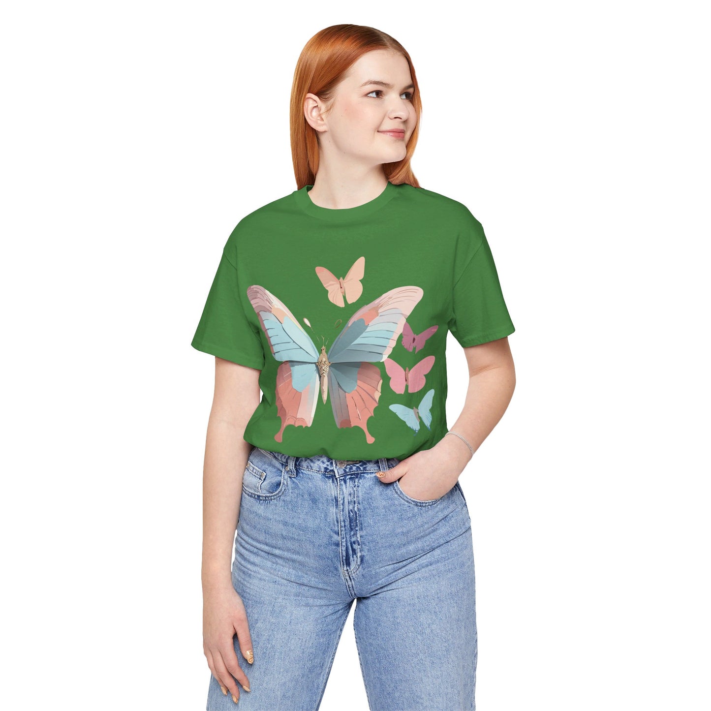 Natural Cotton Tee Shirt with Butterfly