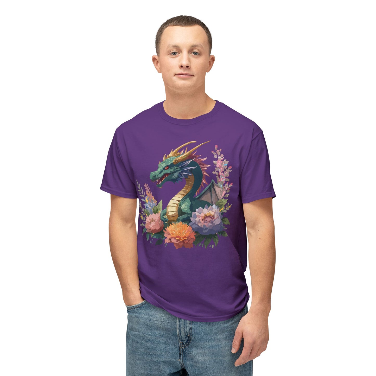 Dragon T-Shirt, Vintage Dragon Tee, Floral Tees, Dragon Art Design Shirt, Tee Shirt with Dragon 7