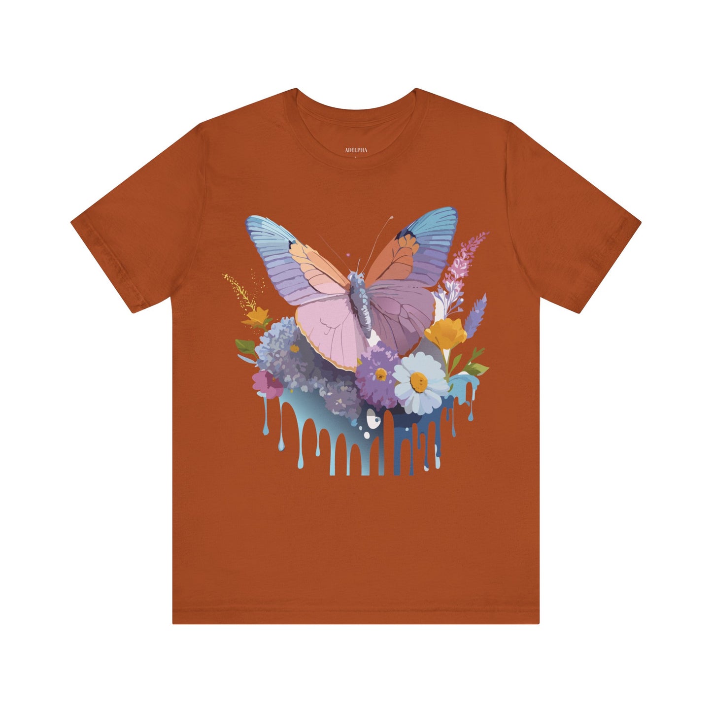 Natural Cotton Tee Shirt with Butterfly