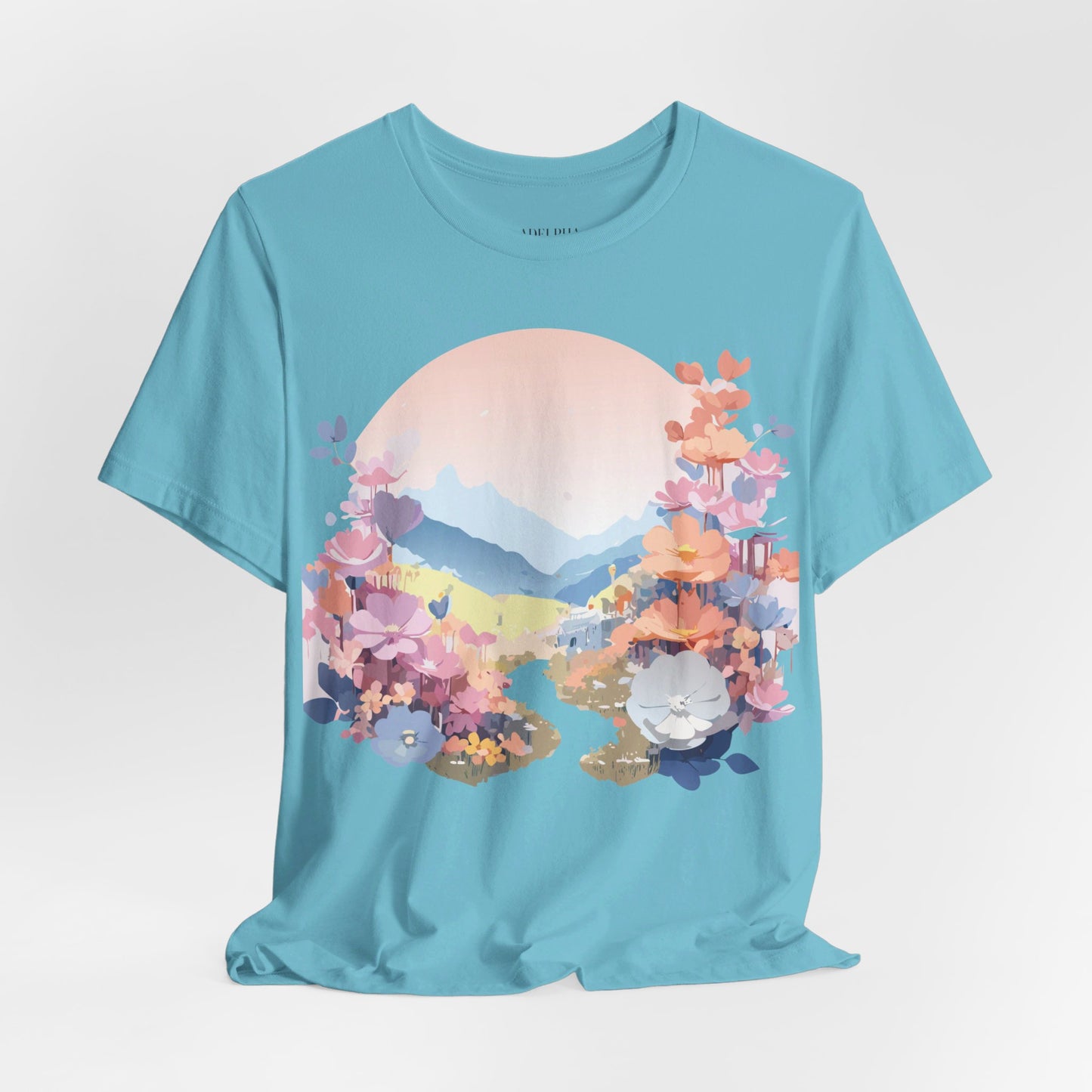 Natural Cotton Tee Shirt with Flowers