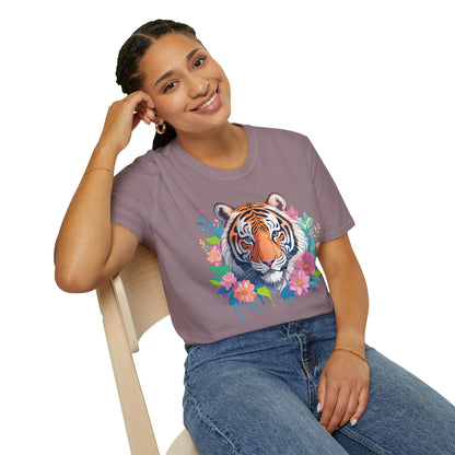 Tiger Themed Unisex Cotton Short Sleeve T Shirt Animal Print Tee