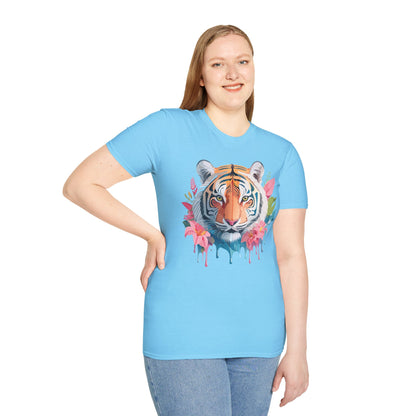Tiger Print Unisex Softstyle T Shirt Short Sleeve Gildan 64000 Tee