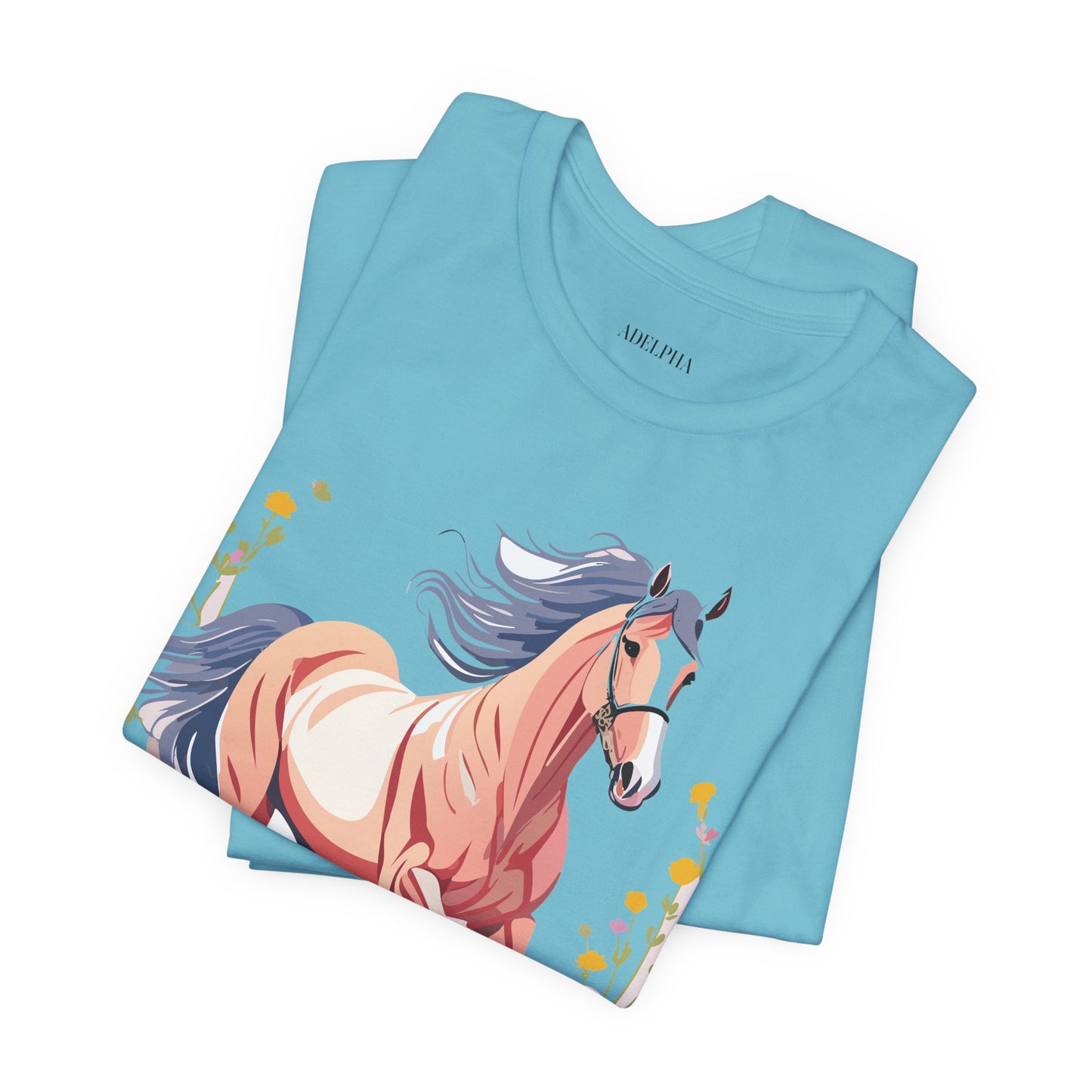 Natural Cotton Tee Shirt with Horse