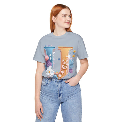 Natural Cotton Tee Shirt - Letters Collection - U Printify