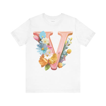 Natural Cotton Tee Shirt - Letters Collection - V Printify