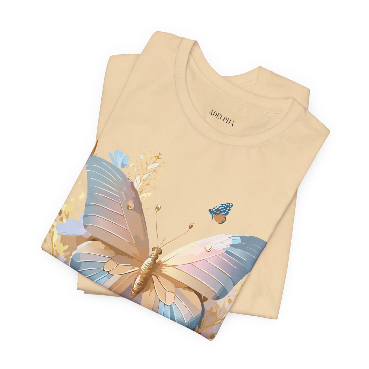 Natural Cotton Tee Shirt with Butterfly