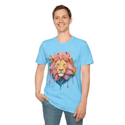 Lion Shirt Unisex Floral Lion Tee Animal Print Softstyle Tee