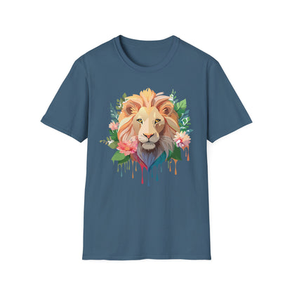 Gildan Unisex Lion Shirt Floral Lion Tee Animal Print Softstyle Tee