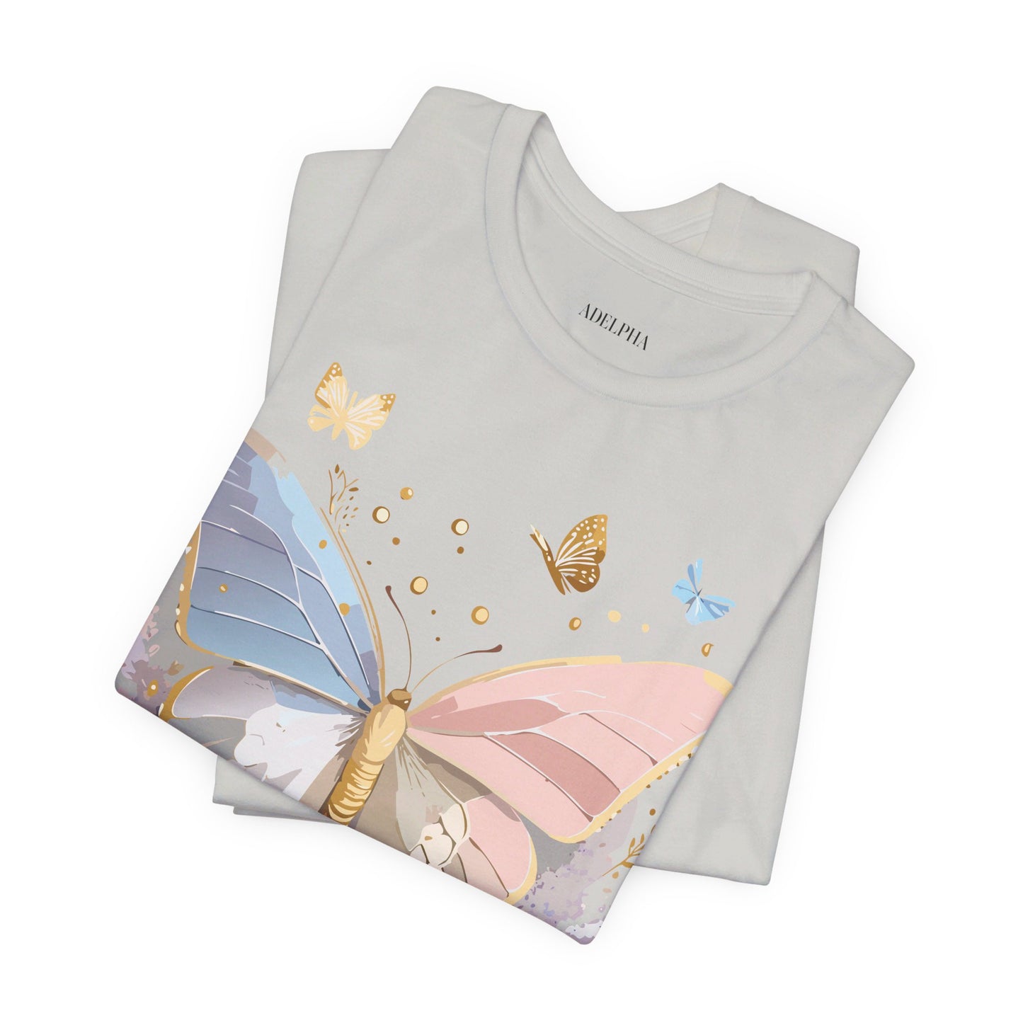 Natural Cotton Tee Shirt with Butterfly