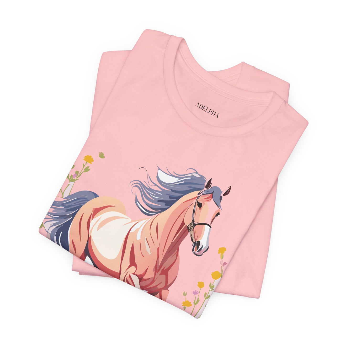 Natural Cotton Tee Shirt with Horse