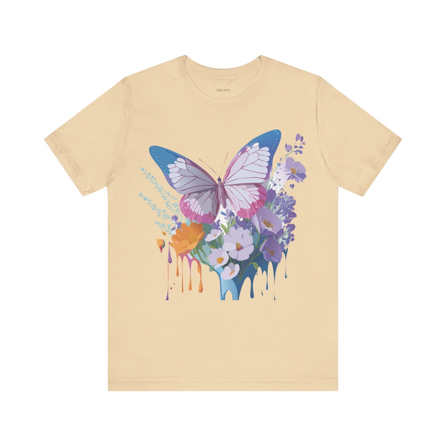 Natural Cotton Tee Shirt with Butterfly