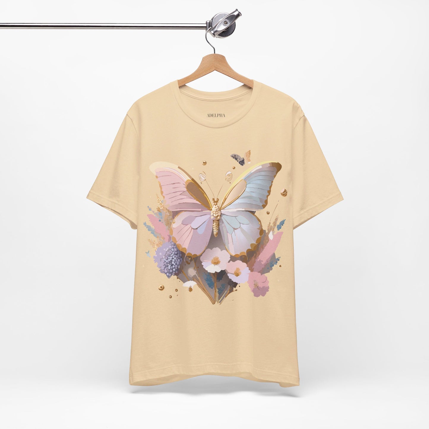 Natural Cotton Tee Shirt with Butterfly