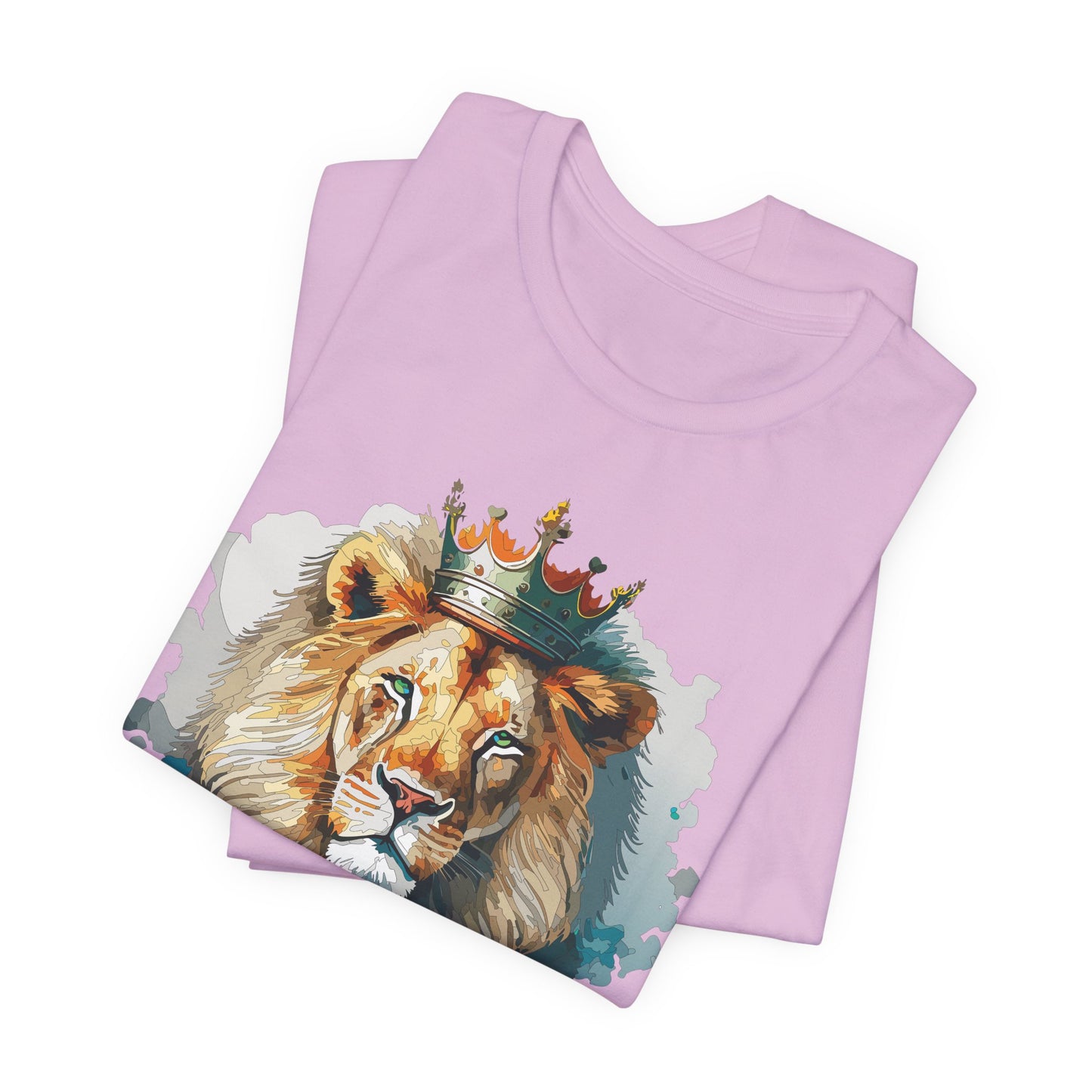 Lion with Crown Tee Unisex Cotton Watercolor King Lion Graphic T-Shirt 2