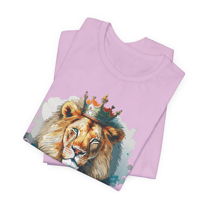 Lion with Crown Tee Unisex Cotton Watercolor King Lion Graphic T-Shirt 2