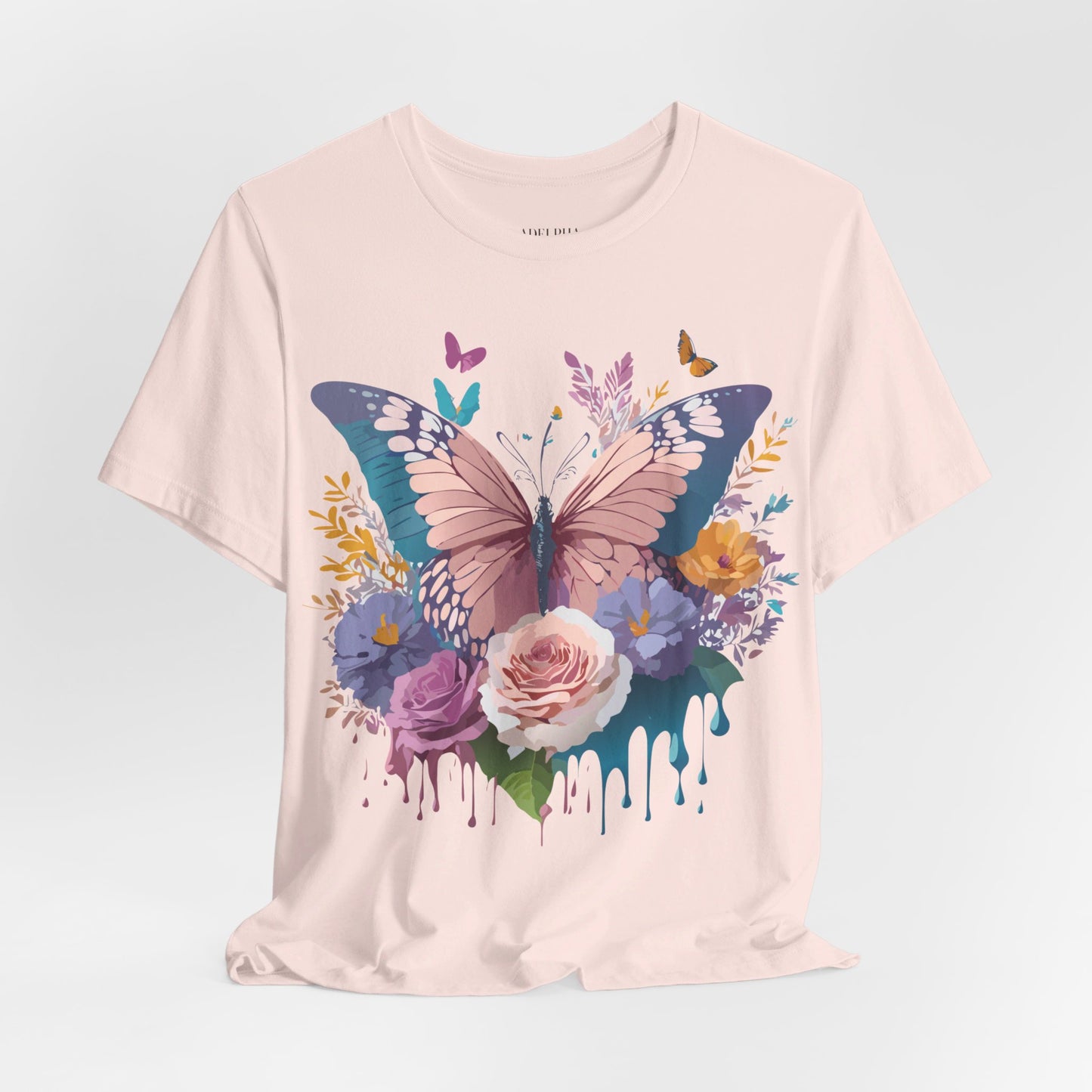 Natural Cotton Tee Shirt with Butterfly