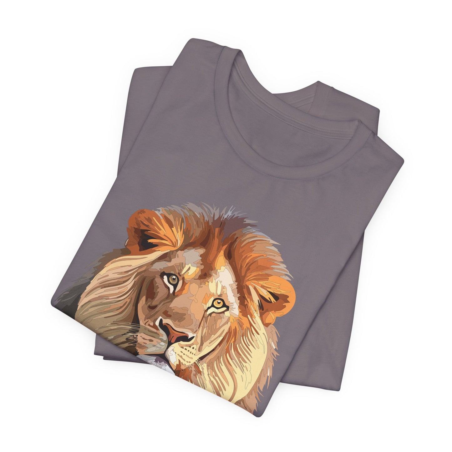 Safari Lion Head Illustration T-Shirt Unisex Cotton Realistic Lion Portrait Tee 3