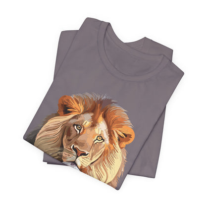 Safari Lion Head Illustration T-Shirt Unisex Cotton Realistic Lion Portrait Tee 3