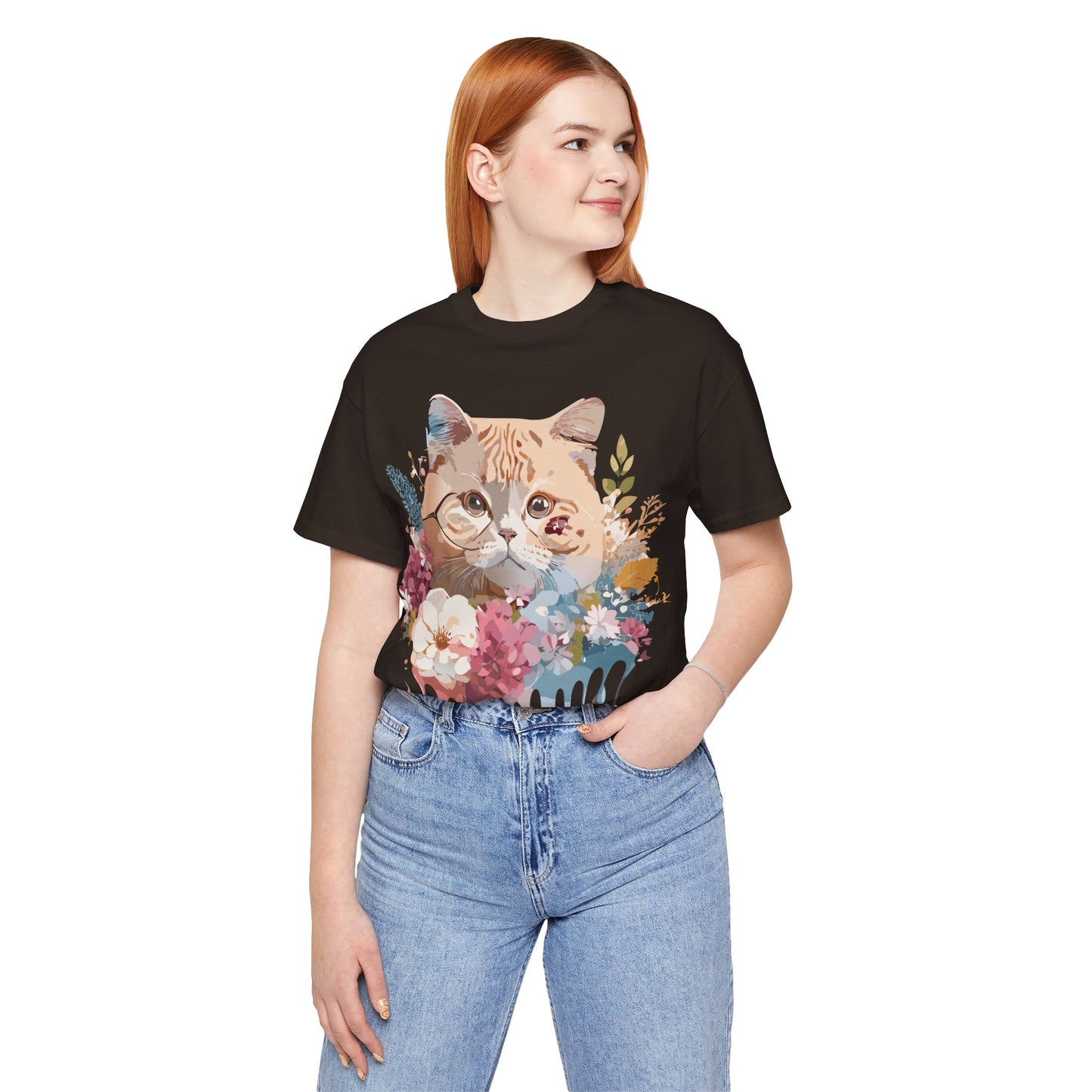 Natural Cotton Tee Shirt with Cat