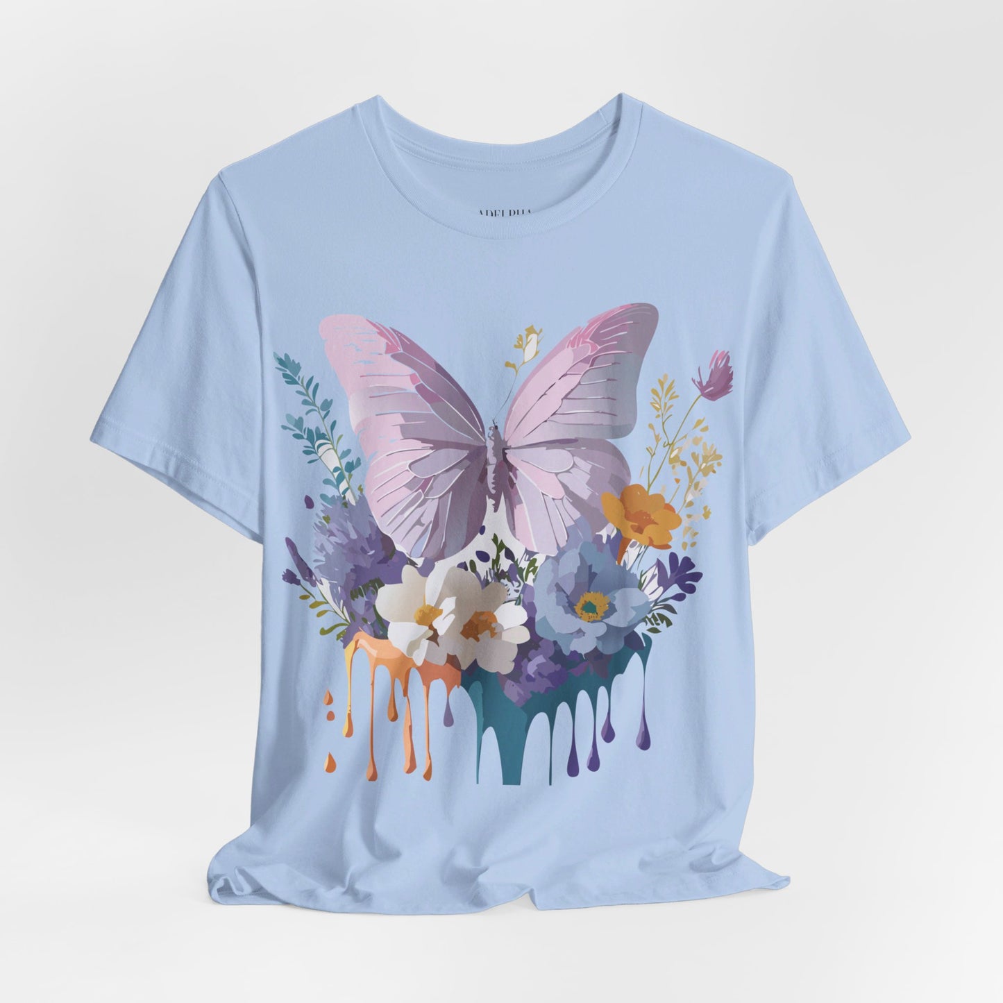 Natural Cotton Tee Shirt with Butterfly