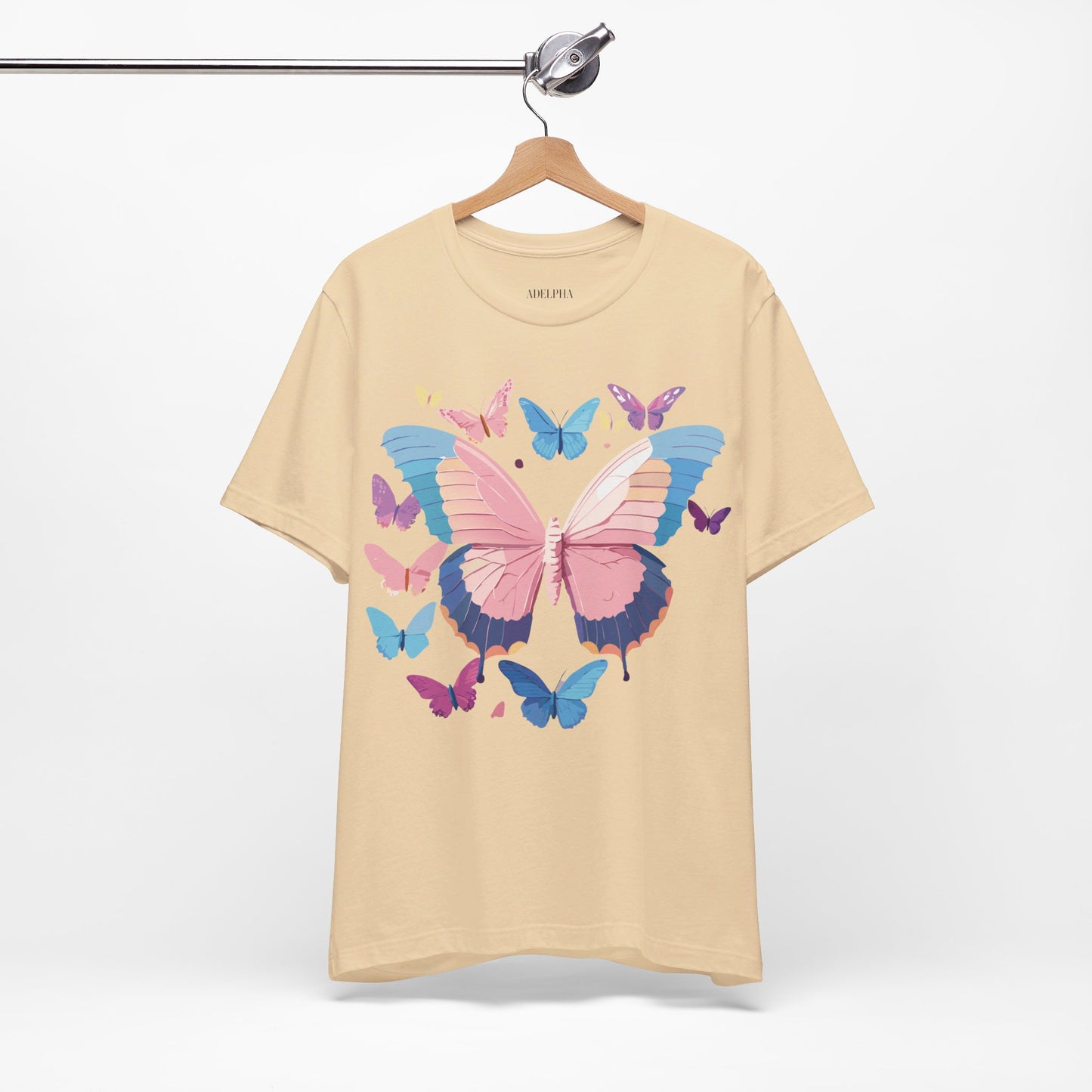 Natural Cotton Tee Shirt with Butterfly