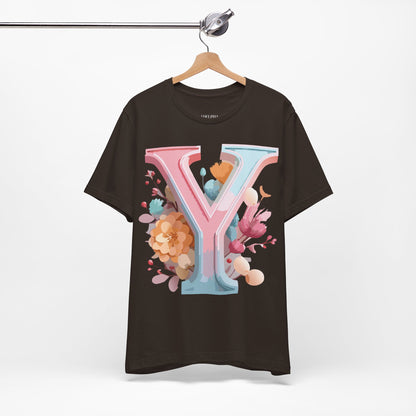 Natural Cotton Tee Shirt - Letters Collection - Y Printify