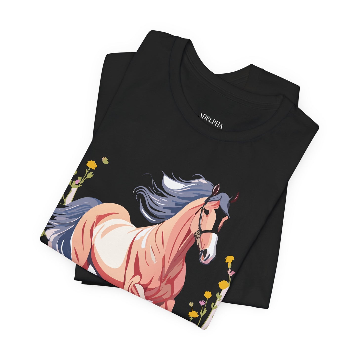 Natural Cotton Tee Shirt with Horse