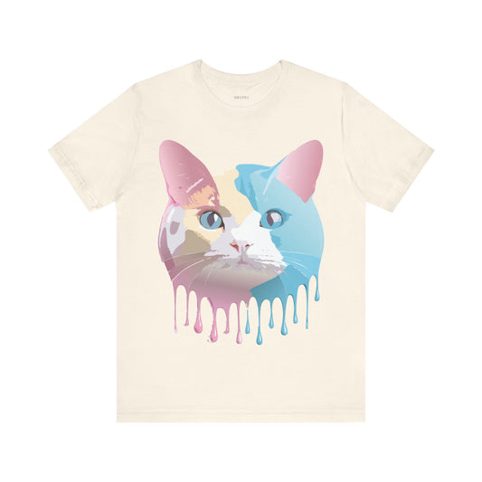 Natural Cotton Tee Shirt with Cat