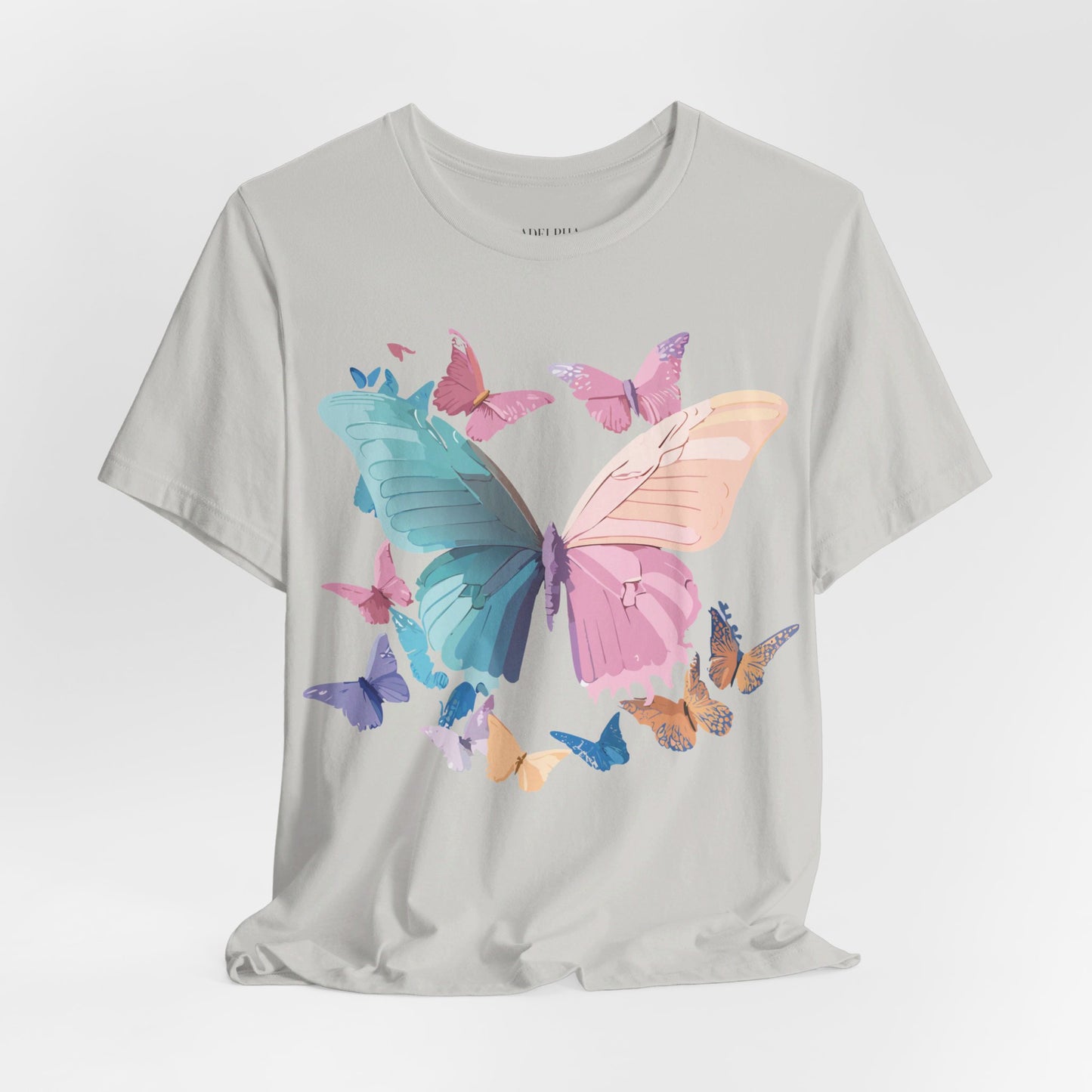 Natural Cotton Tee Shirt with Butterfly