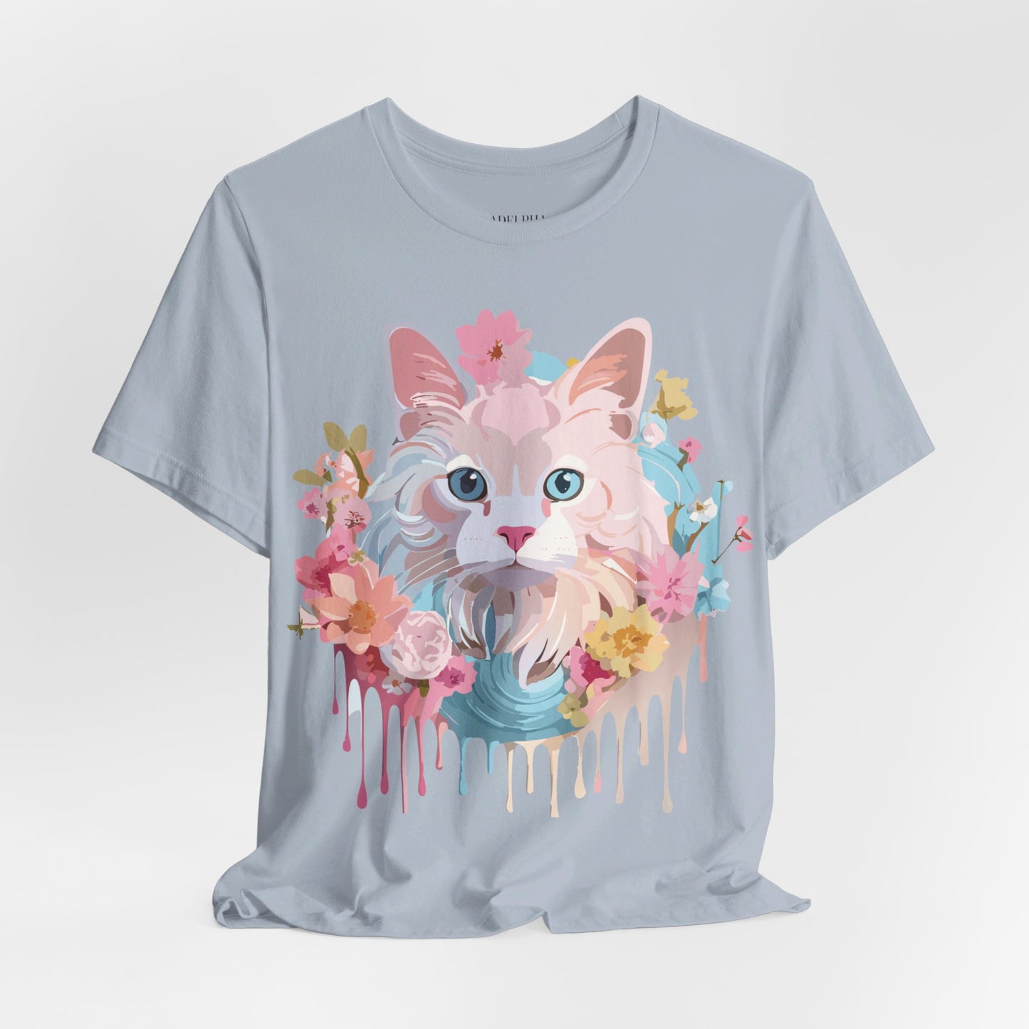 Natural Cotton Tee Shirt with Cat