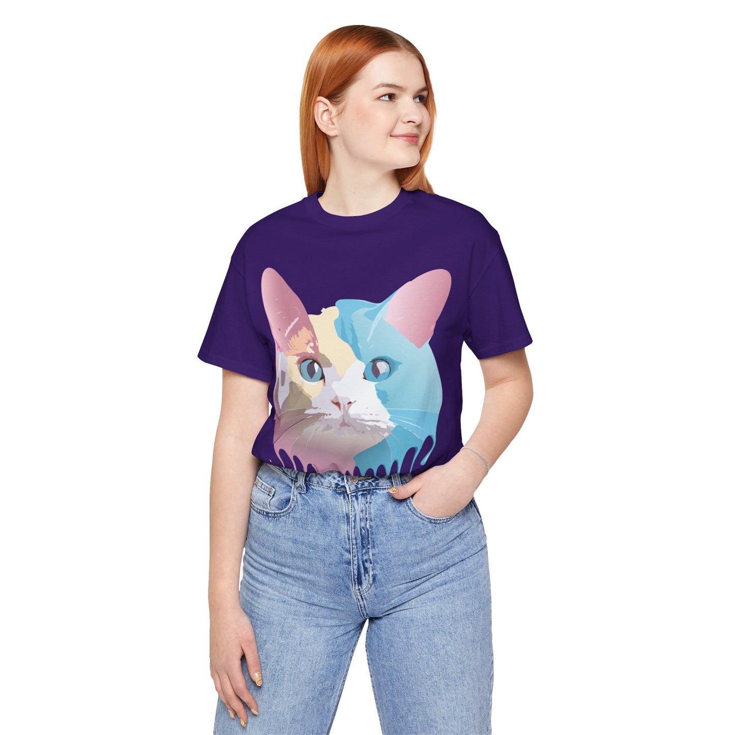 Natural Cotton Tee Shirt with Cat